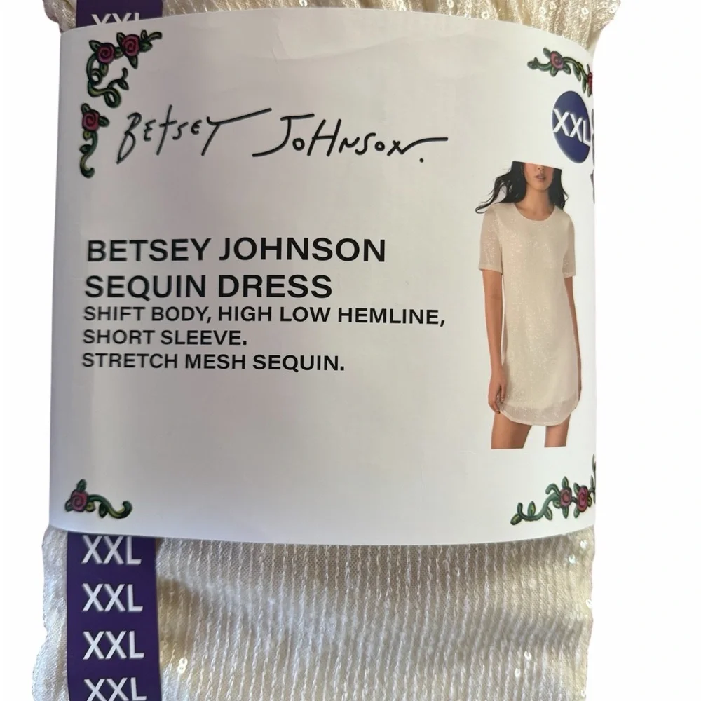 Betsey Johnson Ivory Sequin Shift Dress - Picture 2 of 4